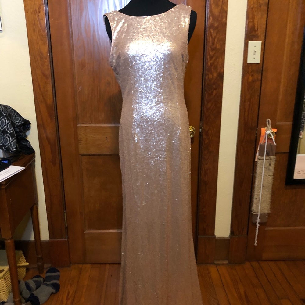 Lulu’s rose gold sequin bridesmaid dress
